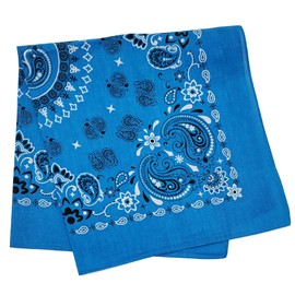 Trifong Bandana, 100% Cotton, Cashew Nut Pattern, Paisley Handkerchief, Unisex, Large, 21.7 x 21.7 inches (55 x 55 cm), Spiral Sky Blue