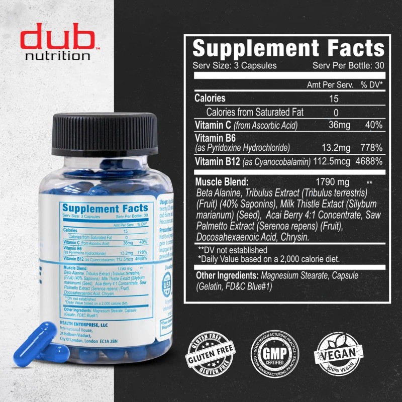 Dub Nutrition Suplemento Muscular Con Vitaminas 90 Cápsulas