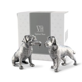 Vagabond House Pewter Metal Hunting Dogs Salt & Pepper Shakers Set Woodland Décor 5 inch Long x 3 inch Tall