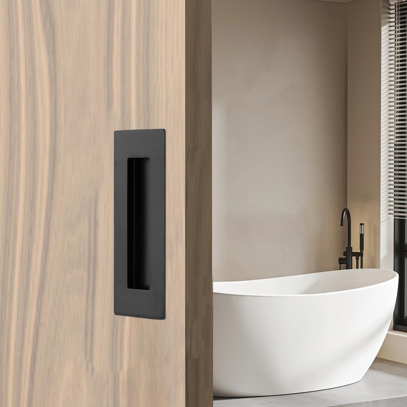 Vancoho 6 Inch Recessed Pocket Door Pull, Stainless Steel Rectangular