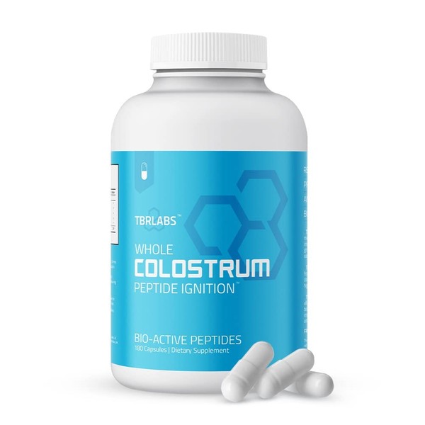 TBR Labs Pure Bovine Colostrum 180 Capsules - Antibiotic and Hormone Free - USA Sourced - All Natural - 100% First Milking
