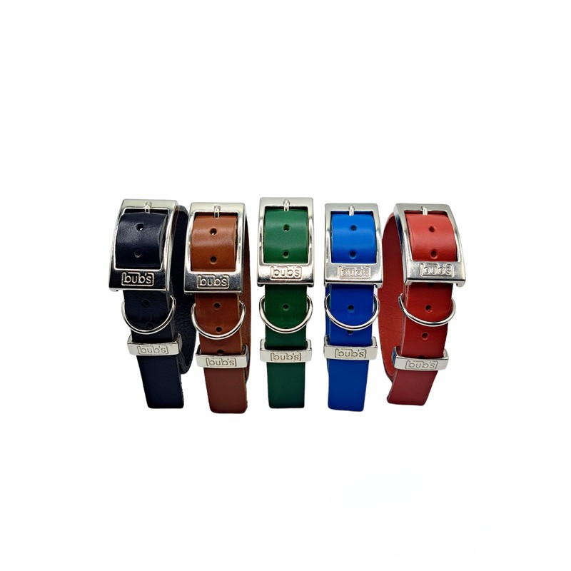 BUB'S Cowhide Leather Dog Collar Origin Europe, Oiled and Soft,