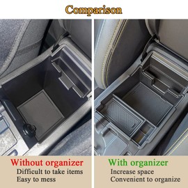 JKCOVER Center Console Organizer Tray Compatible With 2017-2022 2023 Subaru Impreza and 2018-2022 2023 Subaru Crosstrek, ABS Material Insert Armrest Storage Box Accessories, With Black Rubber Trim
