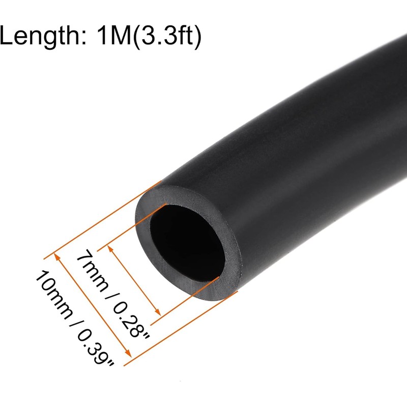 HOOWDAMY Lubricant Hose Rubber Water Hose Tube Black Inner Diameter