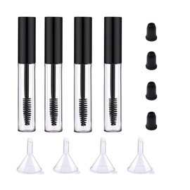 Paquete de 4 tubos vacíos para máscara de pestañas con varita de pestañas, botella de 10 ml con mini embudos y tapones de fugas para aplicar aceite...