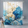 Uiiooazy Light Blue Flowers Shower Curtain for Bathroom Navy Blue