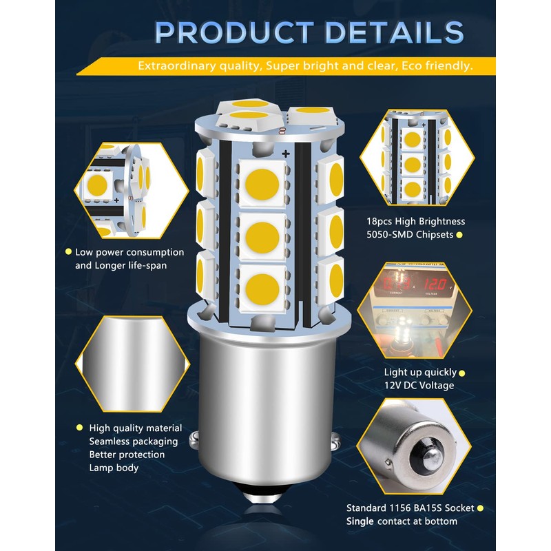 UNXMRFF 1156 LED Bulb Warm White Super Bright 1003 1073