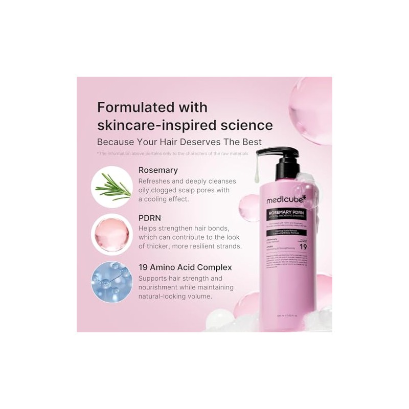 Medicube Rosemary Pdrn Cooling Thickening Shampoo Romero Fórmula Ligera Diaria