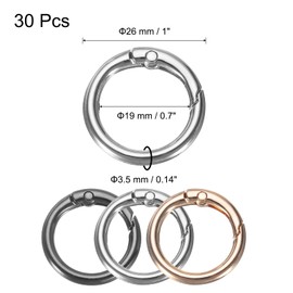 QUARKZMAN 30 Stück Trigger-Feder O-Ringe, 3/4" (19mm) Runde Schlüsselring-Clips Snap-Schnalle Zinklegierung Trigger-Ringe für Schlüsselring-Schnalle Handtaschen, Hell-Silber