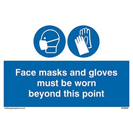 Pack of five - Face masks and gloves must be worn beyond this point Sign - 150x100mm - A6L