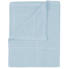 Cellular Baby Blankets for Moses Basket / Travel / Pram / Car 100% Soft Cotton (Blue)