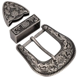 LetCartMaker Belt Buckle Vintage Design Belt Buckle Men's Vintage Men Simple Cowboy Belt Decoration Handmade Buckle, silver, 40 mm