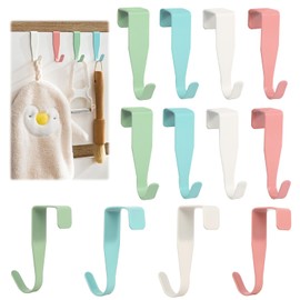 xnnmzhao Stainless Steel Door Hooks, Pack of 12 Door Hooks, Colourful Hooks, Stainless Steel Clothes Hooks, 4 Colours, Coat Hooks, Outdoor House Door Hooks for Hanging for Cupboard Door and Room Door