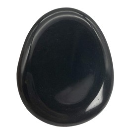 Ladeukoi Crystal Thumb Worry Stone, Hand Carved Healing Crystal Tear Bag Stones for Anxiety Stress Relief Meditation, Black Obsidian