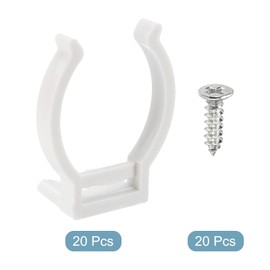 MECCANIXITY T8 U Clips Holder Bracket Fluorescent Tube Light Fixture Plastic Pipe End Clamps Base with Screws for LED Bulbs Ceiling Lamp, White Pack of 20