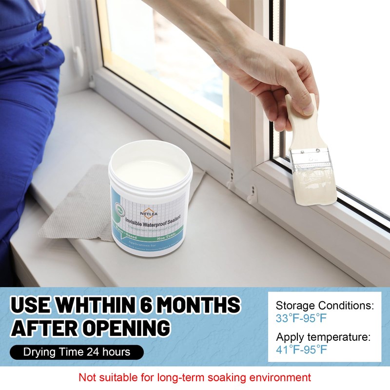 NetLea Invisible Waterproof Agent,Transparent Waterproof Coating,Polyurethane Coating for Roofs, Walls,