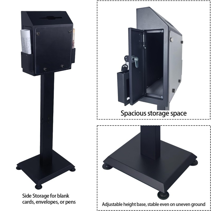 Suggestion Box with Stand, Heavy Duty Metal Locking Donation Ballot
