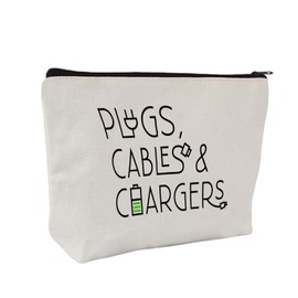 Plugs Cables & Chargers - Makeup Bag for Women Travel - Zipper Cosmetic Storage Bag with Vibrant Designs, Soft Fabric & Multi-Use Functionality (Gift for Birthdays, Graduation, Christmas) (Style F)