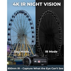 4K Night Vision Video Camera with 64MP Photo, 3.0" Touchscreen Camcorder, 18X Zoom with IR Remote, Webcam Mode, External Mic, 64GB SD Card Included, For Vlogging, YouTube, Weddings, and Travel