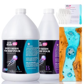 LET'S RESIN EPOXY RESIN Deep Pour Epoxy Resin 1.5 Gallon,2 to 4 Inch Depth Crystal Clear Epoxy for Flower Preservation,Bubble Free & Low Viscosity Casting Resin for River Table,Art,Crafts