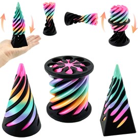3 Packs Impossible Cone, Spiral Cone Fidget Toy 3D Printed Spiral Cone Toy, Pyramid Passthrough Sculpture, Mini Cones Pass Through Pyramid Fidget Toy for Stress and Anxiety Relaxing（Pinkycolor）