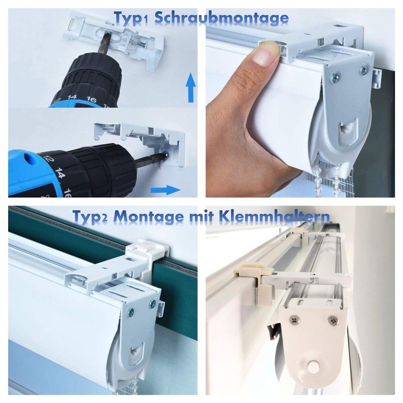 InterGo Double Roller Blind with Klemmfix No Drilling Required, Linen,