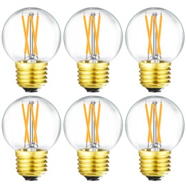 Leools Dimmable g16.5 led Bulb 40W g16 1/2 led Edison Bulb 2700K 4W e26 led Globe Bulb for Ceiling Fan,Chandelier,Vanity Light Bulb AC120V G50 400lm 6Pack
