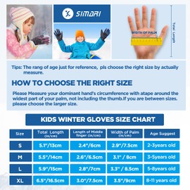 Simari SMRG106 Children's Thermal Winter Gloves, Cycling Gloves, Waterproof Running Gloves, Non-Slip, Touchscreen, Skiing, Outdoor Sports, for Girls & Boys Aged 2-11 Years, Pink, S