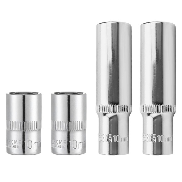 4 PCS 10mm Socket,1/4 Socket Set,1/4-Inch Deep Socket Set,Mini Socket