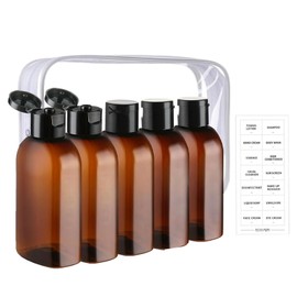 5pcs Travel Bottles 100ml, Refillable Travel Containers For Toiletries, Small Squeeze Bottles For Liquid Lotion Shampoo And Conditioner With Storage Bag