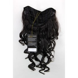 WIG ME UP - H9503-3 Clip-In Hairpiece with 7 Clips, 3/4 Wig Dark Brown 50 cm Curly Hair Extension Wig