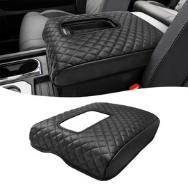 KBH Center Console Armrest Cover for Toyota Tundra 2014-2021, Vinyl Leather Trim, Arm Rest Cushion Pad, Anti-Scratch, Black