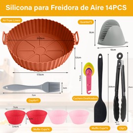 GALASALA Silicona para Freidora de Aire, 14PCS Accesorios para Freidora de Aire, Reutilizables y Antiadherentes, Adecuado para Freidora de Aire, Horno, Microondas, Baking