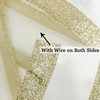 HUIHUANG Gold Wired Satin Ribbon with Glitter Stripe Edges 2.5