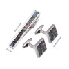 Jonwo Natural Abalone Men Cufflinks Tie Clip Set Silver 14K