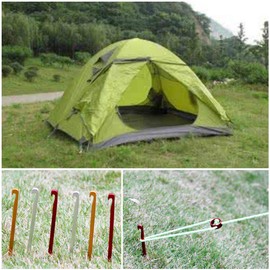 10pcs Tent Pegs 16cm Tent Stakes Pegs Aluminum Alloy Heavy Duty Lightweight Tent Stake For Camping Hiking Traveling Emergency Survival(Red)
