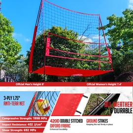 DRM 11 * 8FT Volleyball Practice Net, Height Adjustable Volleyball Training Net Systems Trainer Equipment (11 * 8FT)