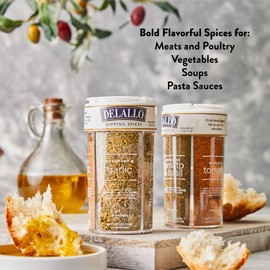 DeLallo Italian Dipping Spices Variety Seasoning Shaker, 4 Ounce Container, with Garlic, Pepper & Tomato, Sun-Dried Tomato, Rosemary & Garlic, Roasted Garlic Parmesan