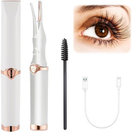 Heated Eyelash Curler for Women, Mini Electric Eyelash Curler for Instant Glam, 3 Temperature Adjustments Electric Eyelash Curlers, Heated Lash Curler, Natural Curling 24H Long Lasting USB (White)