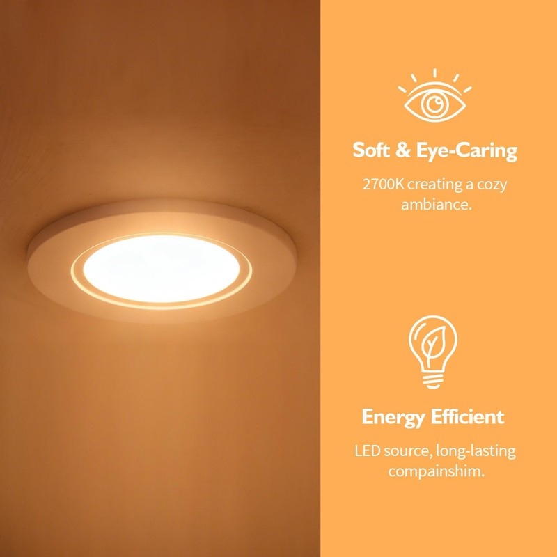 Jolux 5/6 Inch LED Can Lights Adjustable Recessed Retrofit Downlight,12W=60W,2700K