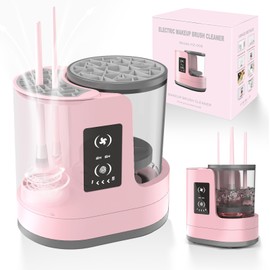 OctHope 3 IN 1 Electric Makeup Brush Cleaner Machine With Makeup Brush Dryer-Holder-Portable Automatic USB Cosmetic Brushes Cleaner Tool for All Size Beauty Makeup Brush Set,Eyeshadow, Blush Brush (Rose Pink)