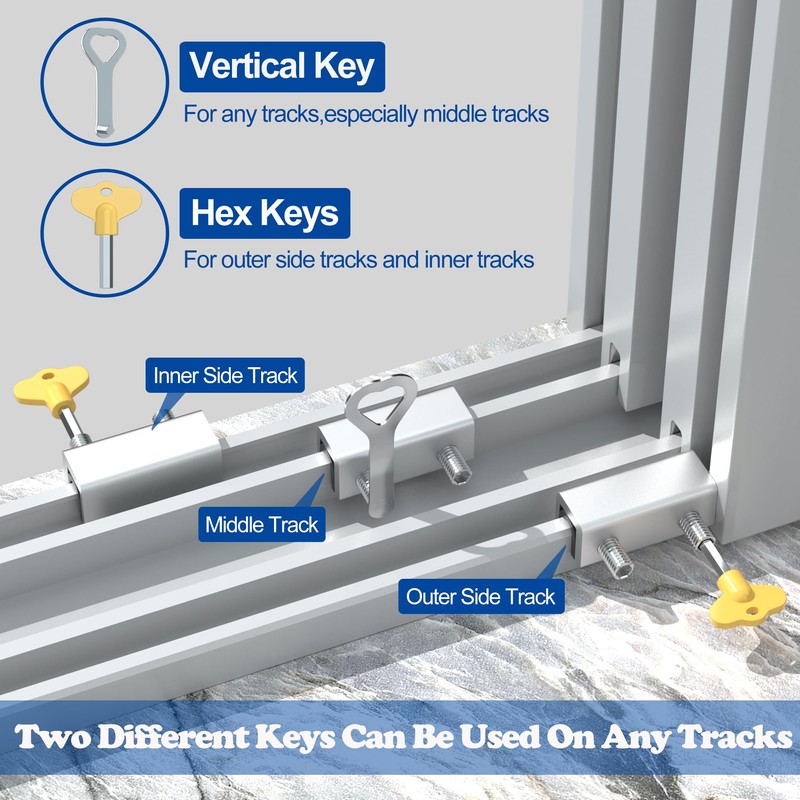 RELIANCER 8 Sets Sliding Window Locks,Aluminum Security Door Window Stoppers,Adjustable