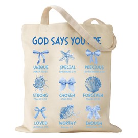 Sitsink Blue Bow Gifts for Women - Christian Bible Inspirational Summer Ocean Shell Nautical Gifts for Girls Friend, Bilblical Baby Bridal Shower Christmas