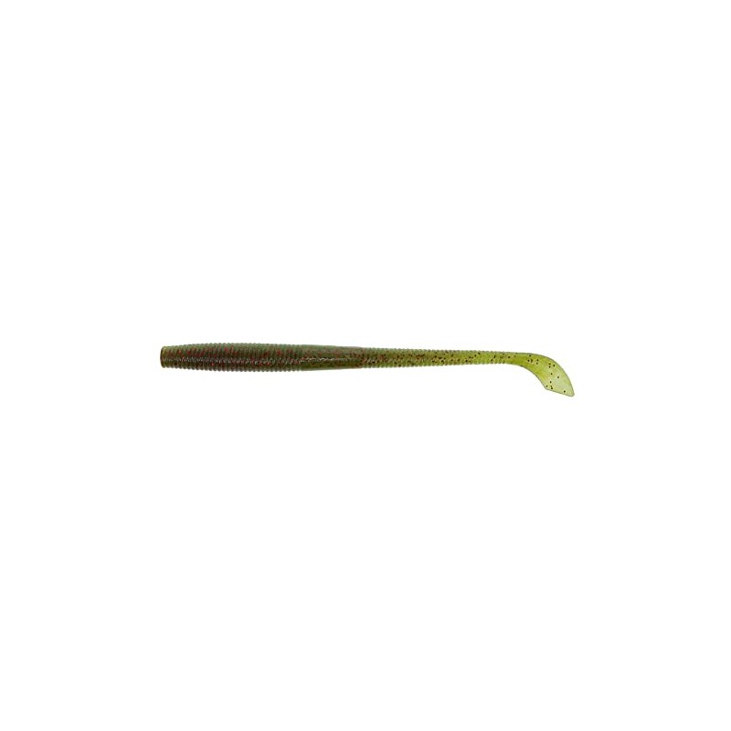 5" KUT Tail Worm Green Pumpkin W/RED Flake (10 Pack)