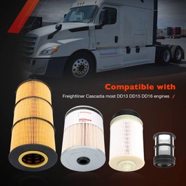 DD15 Fuel Filter Water Separator and Oil Filter kit Compatible With 2013-2019 Freightliner Cascadia/Western Star Detroit DD13 DD16 Engines Replaces# FS19915 PF9908 P551005