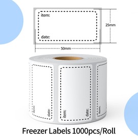 1000 Pcs Freezer Labels, Food Freezer Lables, Removable Food Stickers, Waterproof & Oil-Proof, Sticky Labels On a Roll, Easy Peel Off and Easy to Write for Freezer, Containers, Jars