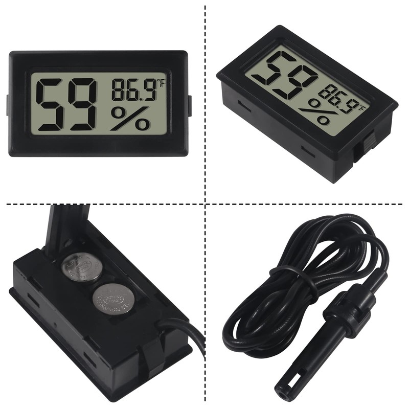 DWEII 6-Pack Mini Digital Thermometer Hygrometer with Probe Indoor Temperature