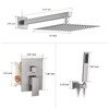 BWE 12 Inch Square Shower Head System 2-Functions Bathroom Luxury