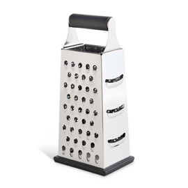 HIC Kitchen Professional Grater Zester, Stainless Steel, Non-Slip Base and Handle, 4 Multi-Grating Surfaces