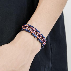 LAFATINA Mens Heavy Bicycle Link Chain Bracelets for Fathers Day Stainless Steel Masculine Bike Chain Bracelet Wristband
